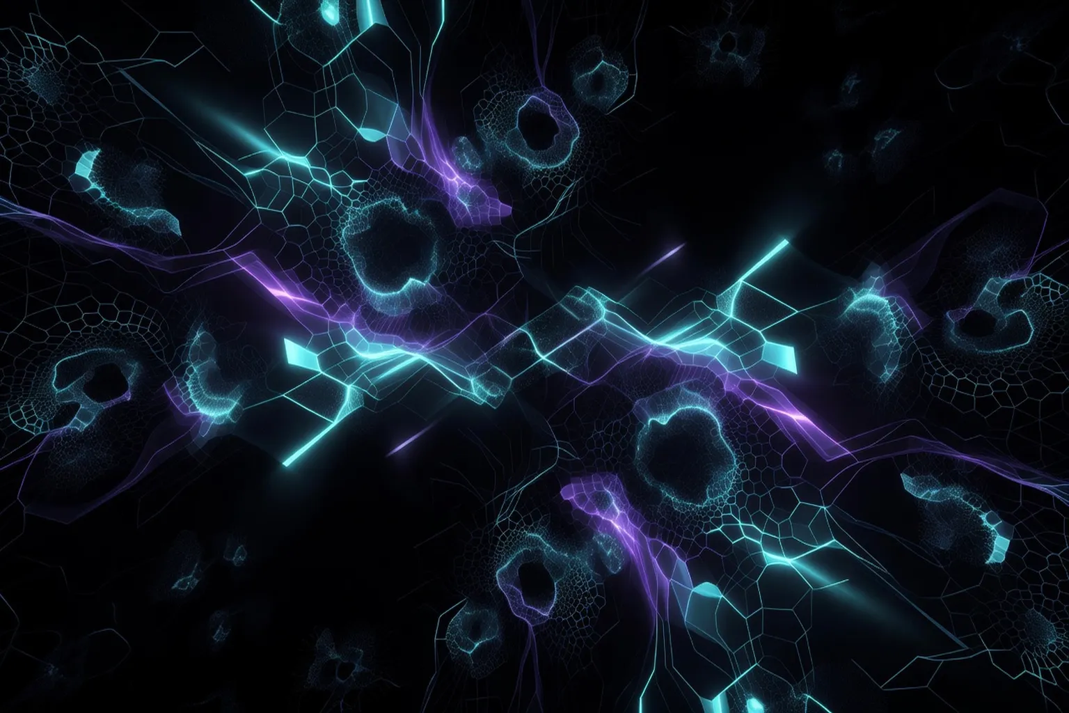 p5.js generative art canvas showing recursive geometric patterns in dark and cyan colors