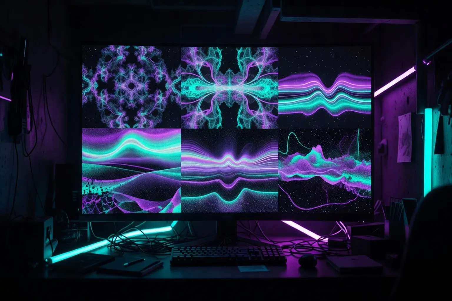 GLSL shader visualization rendering procedural terrain with raymarching technique