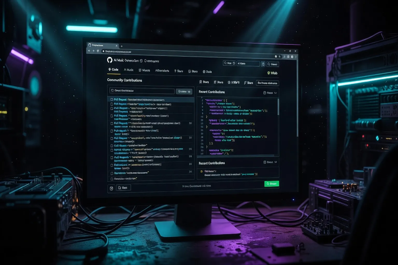 Open-source AI music tool interface showing stem separation and audio analysis waveforms