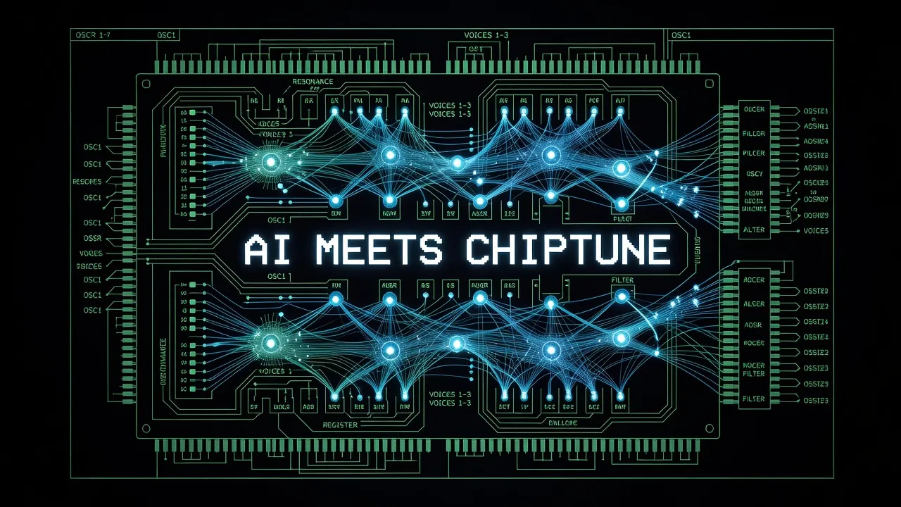 Neural network architecture superimposed on SID chip schematic
