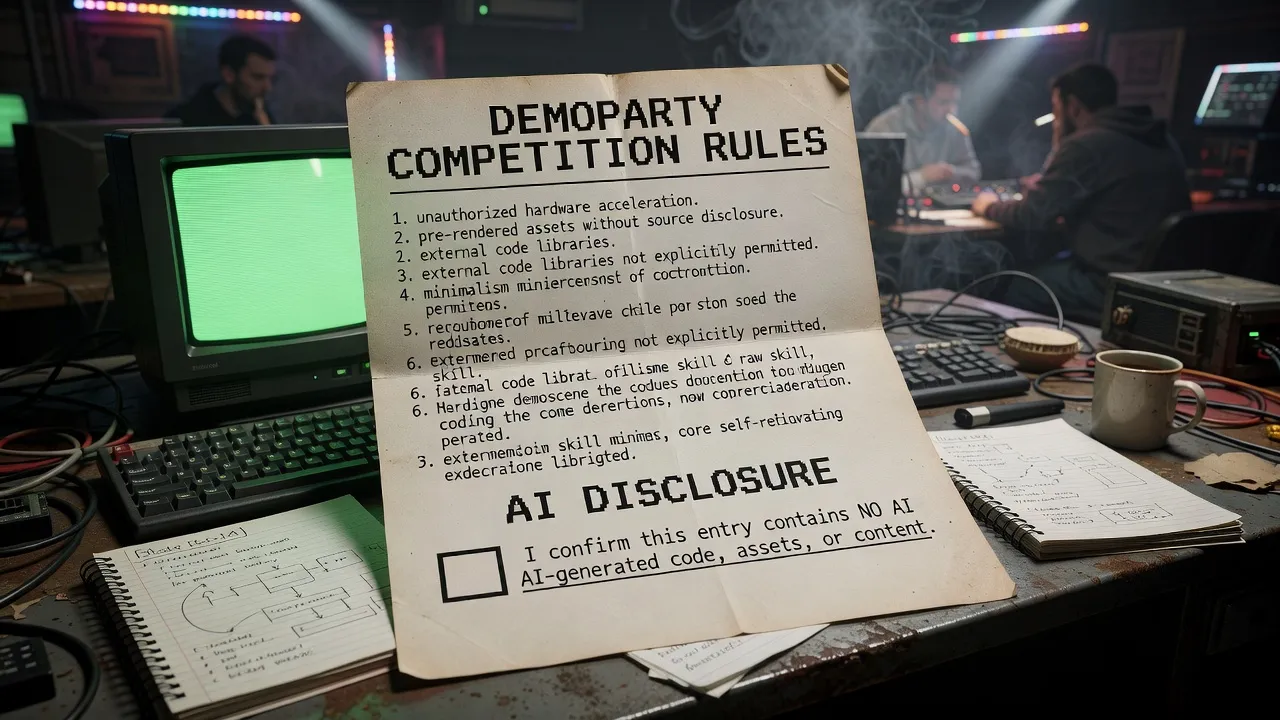 Demoparty competition rules with AI disclosure checkbox