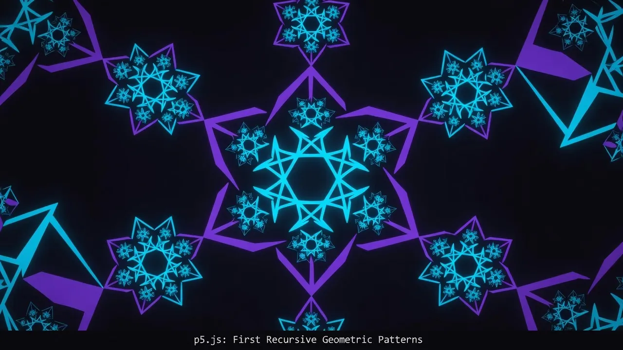 p5.js generative art canvas showing first recursive geometric patterns