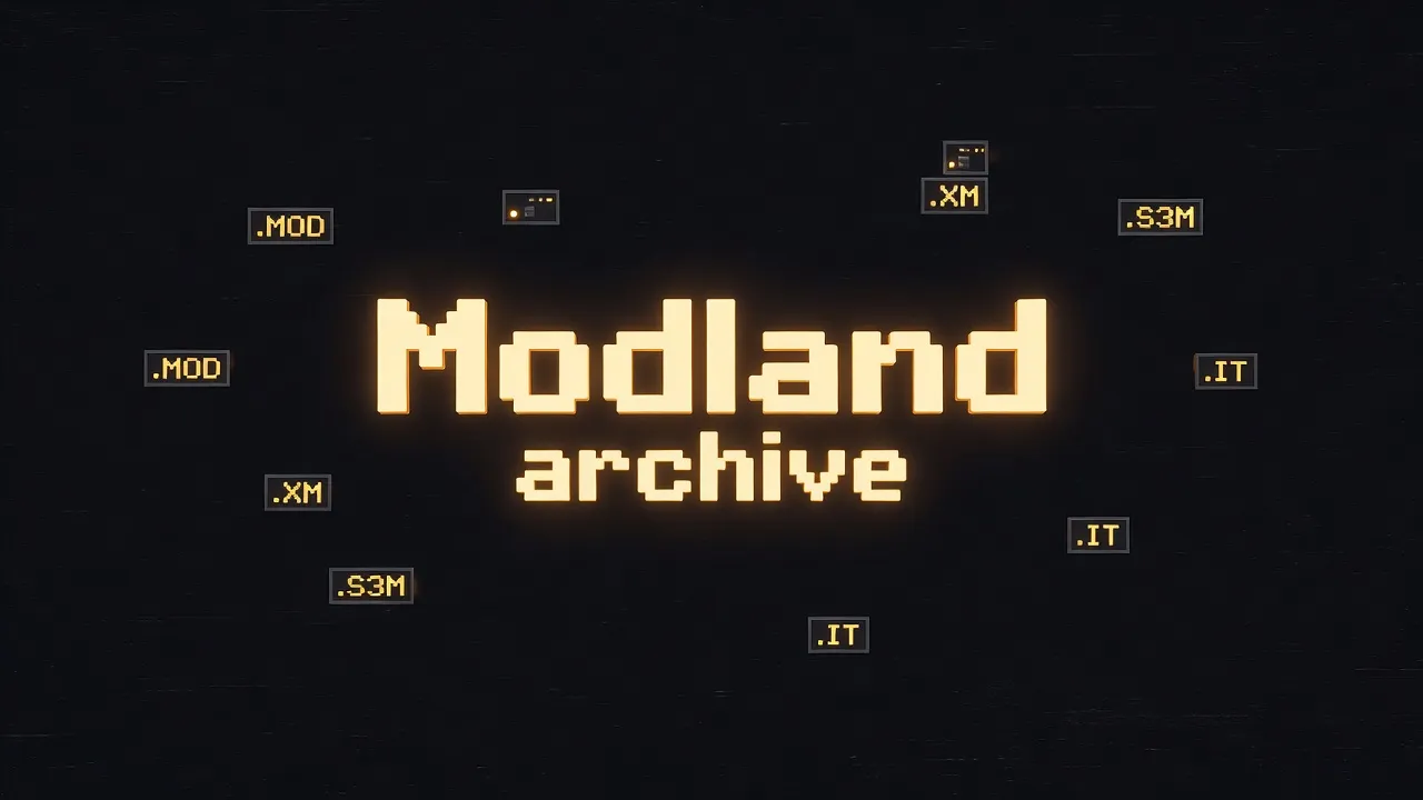 Modland archive with retro aesthetic and tracker module file icons